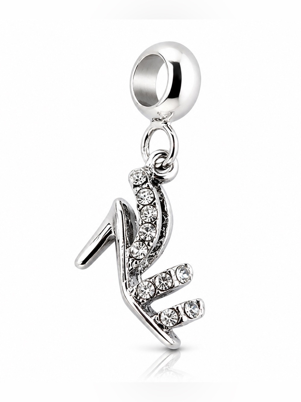 Silver Sandal Rhinestone High Heel Dangle Charm Pandora Compatible
